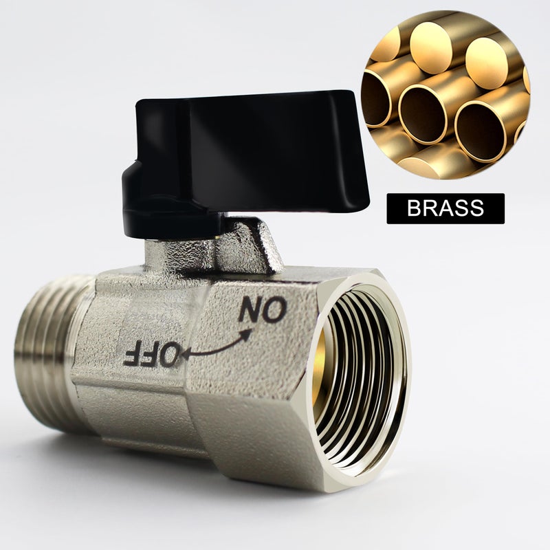 YOO.MEE Shut-Off Brass Ball Valve 1/2'' Standard Connections with Polished Chrome Finish - Image 5
